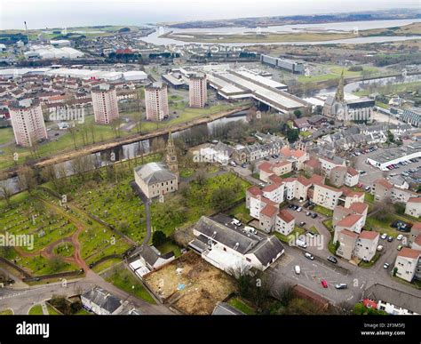 Aerial Drone View Of Irvine Town Centre North Ayrshire Stock Photo Alamy