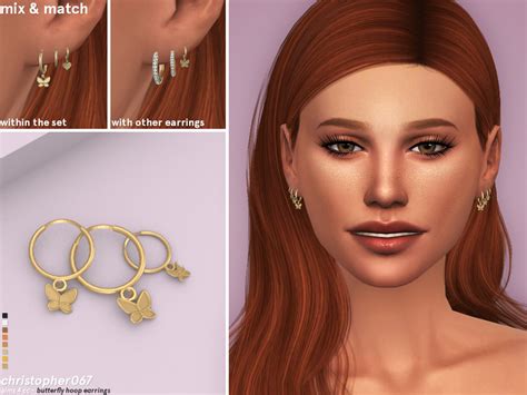 Butterfly Hoop Earrings Christopher067 Sims 4 Mods Clothes Sims 4