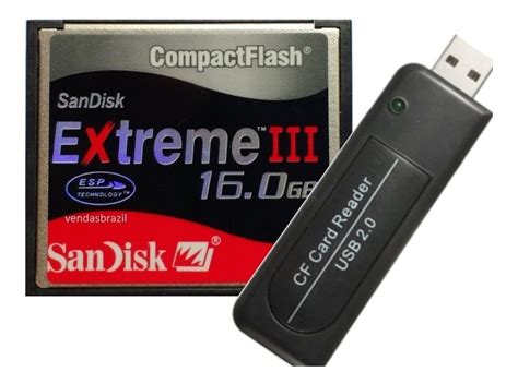 cf cartão compact flash sandisk 16gb extreme3 leitor usb parcelamento sem juros