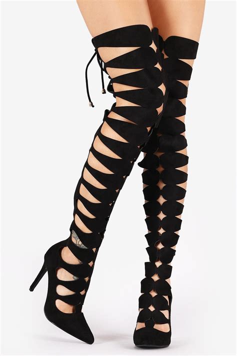 Keyhole Cutout Pointy Toe Lace Up Stiletto Boots | Trending boots, Stylish boots, Trending ...