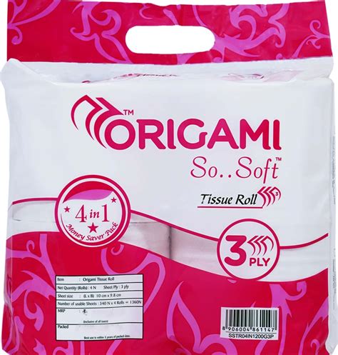 Buy Origami So Soft Bathroom Toilet Tissue Paper Roll 340 Pulls 3ply 4in1 Hygienic Tissue