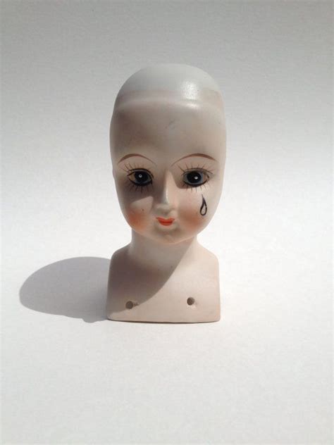 Vintage Ceramic Doll Head With Black Tear 1980s Etsy Ceramic Doll