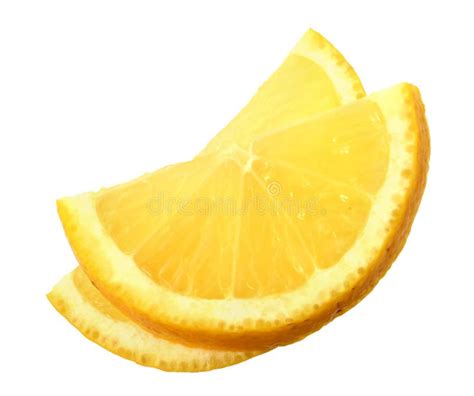 Yellow Lemon Slice Of Half Closed Up Isolated On White Stock Photo
