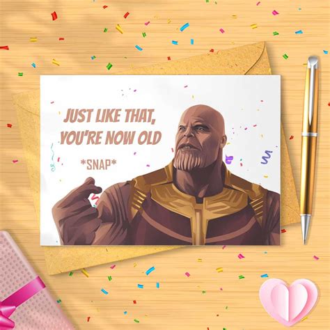 Thanos Bday Card Marvel Super Hero Avengers Thanos Etsy
