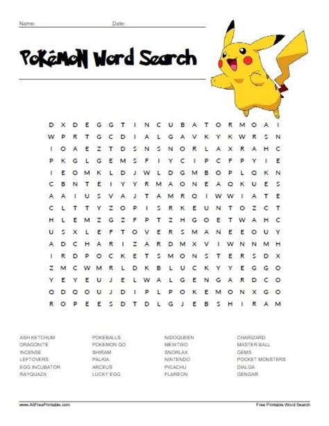 Pokémon Word Search Pokemon Word Search Pokemon Pokemon Math Games