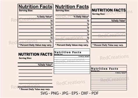 Nutrition Facts Svg Blank Template Graphic By Redcreations · Creative