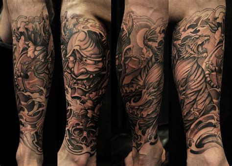 Save when you choose to buy a pair of tattoo Half sleeve Tiger and Hannya mask tattoo - Chronic Ink