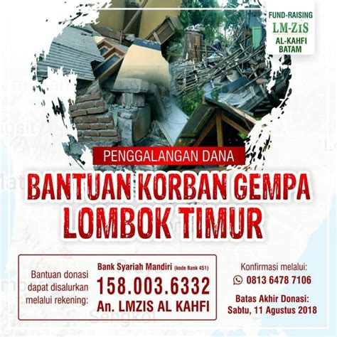 Penggalangan Dana Bantuan Korban Gempa Di Lombok Ntb Ppit Imam Syafii