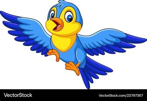Cartoon Happy Little Bird Flying Royalty Free Vector Image