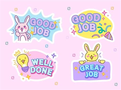 Free Vector Good Job And Great Job Stickers Set