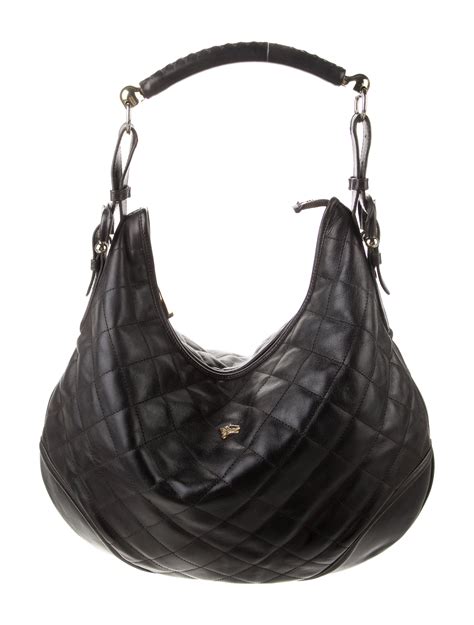 Burberry Leather Drawstring Hobo Black Hobos Handbags Bur59985