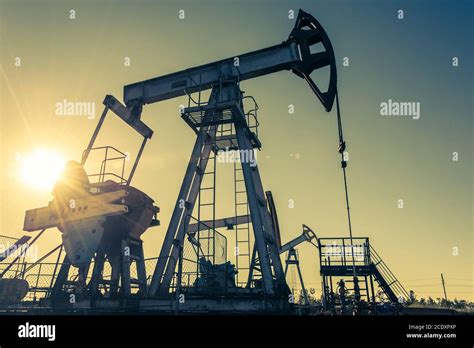 Oil Pump Rig Oil And Gas Production Oilfield Site Pump Jack Are