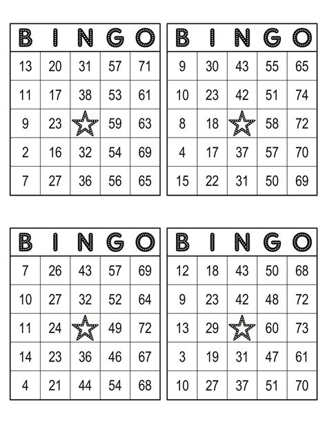 Bingo Cards 1000 Cards 4 Per Page Immediate Pdf Download Black W