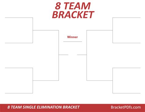 8 Team Bracket Single Elimination Printable Bracket In