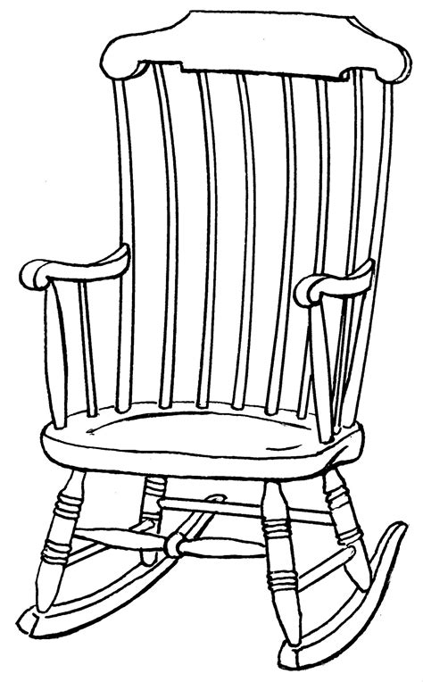 Chair Rocking Drawing Clipart Outline Drawings Chairs Line Clip Wooden