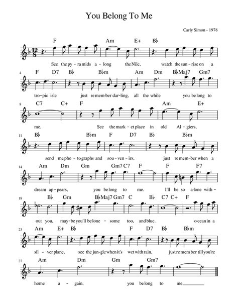 You Belong To Me Leadsheet Sheet Music For Voice Download Free In