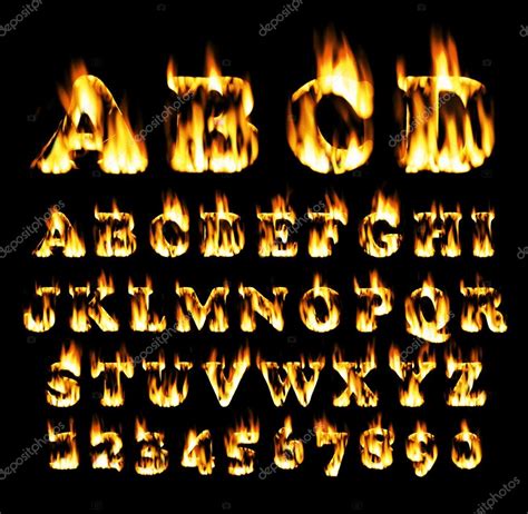 More then 45 fire fonts. Fonte de fogo, alfabeto da chama — Fotografias de Stock ...