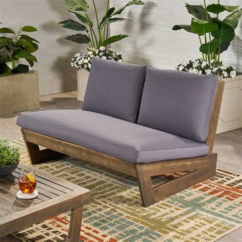 Kaitlyn Outdoor Acacia Wood Loveseat With Cushions Gdf Studio