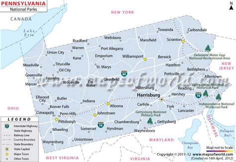 Pennsylvania National Parks Map Pennsylvania State Parks Map