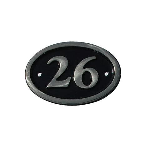 The House Nameplate Company Polished Black Brass Oval House Number 26