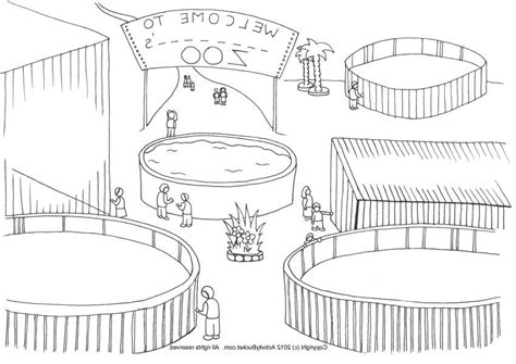 Empty Zoo Cage Coloring Page Sketch Coloring Page
