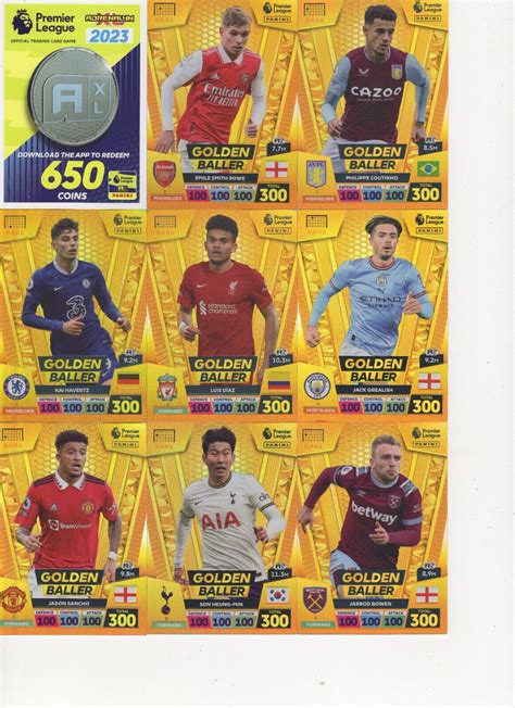 Panini Premier League 2023 Adrenalyn Xl Cards Golden Ballers And Limited Edition Ebay