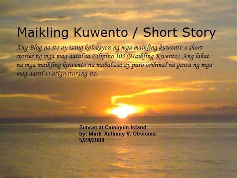 Maikling Kuwento Short Story Sine Sine Lang