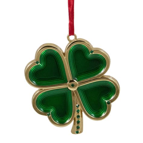 325 Green And Brass Plated Shamrock Christmas Ornament With European