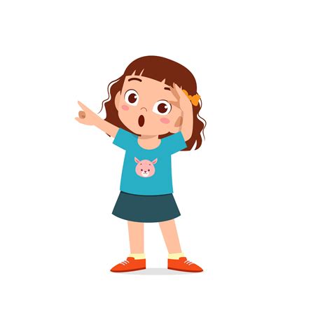 Cute Little Kid Girl Show Amazed And Wow Pose Expression 7942598 Vector