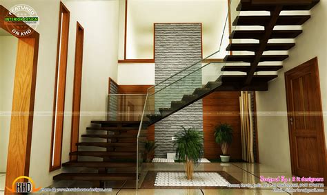 Staircase Bedroom Dining Interiors Kerala Home Design And Floor