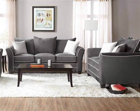 Bing Ash Sofa And Loveseat Set Fabric Living Room Sets