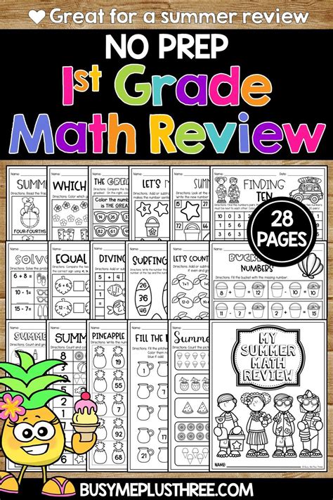 Summer Math Review For 1st Grade Fun Math Review Math Review