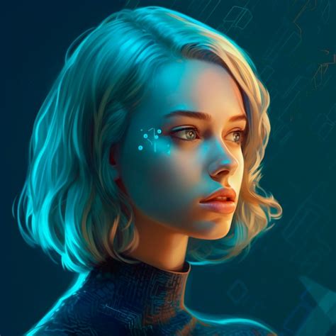 Premium Ai Image A Woman With Blonde Hair And Blue Eyes Is Looking At