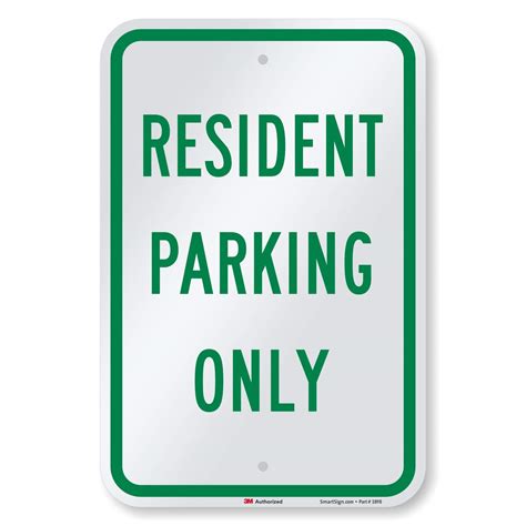 Buy Smartsign Resident Parking Only Sign 12 X 18 3m Engineer