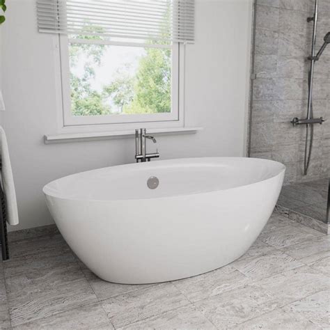 Empava In Acrylic Flatbottom Not Whirlpool Freestanding Bathtub Deep Soaking In White Emp