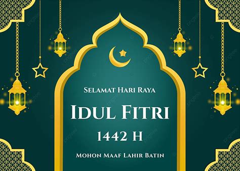 Hari Raya Idul Fitri Background With Mosque And Lantern Pattern