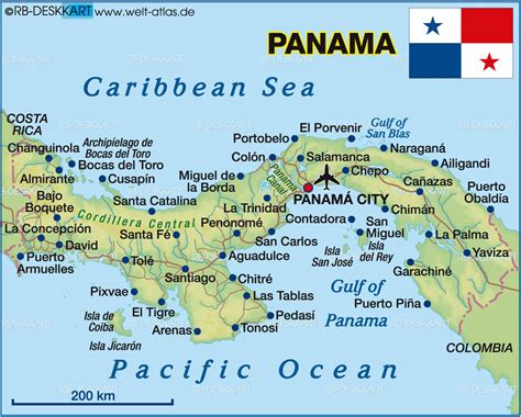 Map Of Panama Country Welt Atlasde