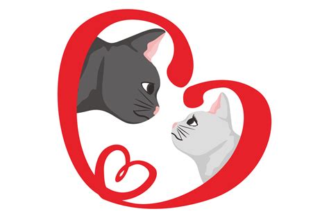 Black Cat And White Cat Love Couple 21976627 Png