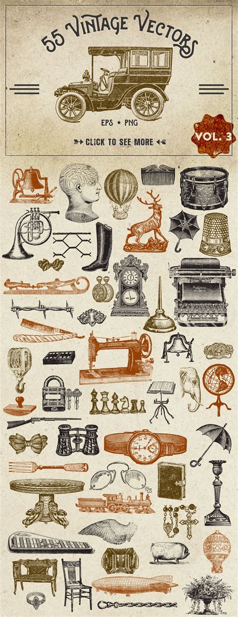 Vintage Vector Graphics Vol 3 Objects On Creative Market