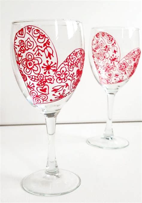Items Similar To Wine Glasses Hand Painted Valentines Day Heart Wine