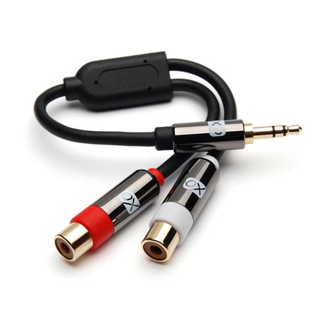 2 Rca Female Jack To 35mm Stereo Female Y Splitter Audio Cable Adapter