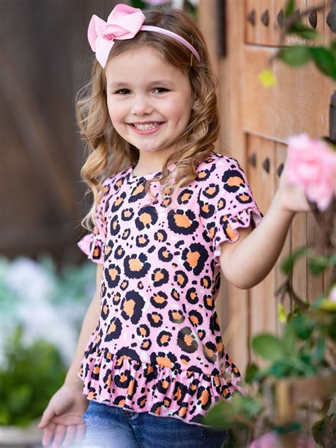 Discount Promotion Mia Belle Girls Leopard Fierce Tunic And Patched Denim