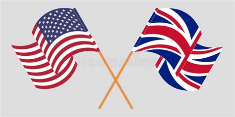 Crossed And Waving Flags Of The Uk And The Usa Stock Vector