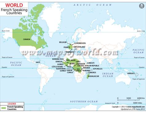 Buy Printed French Speaking Countries Of The World Maps