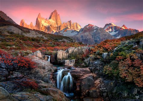 All Sizes Secret Waterfall In Autumn Forest Mt Fitz Roy In The
