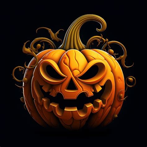 Premium Ai Image Spooktacular Smiles Halloween Caricature Pumpkin