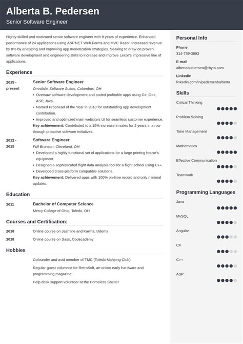 Senior Software Engineer Resume Examples And Guide 25 Tips
