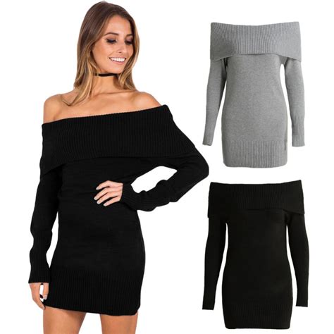 winter off shoulder knitted bodycon dress women long sleeve autumn sexy dress 2017 party short