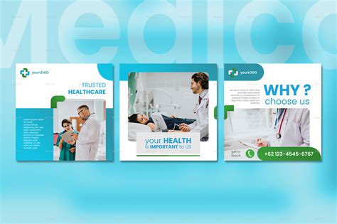 Medical Social Media Post Template With Blue Color Theme Web Elements