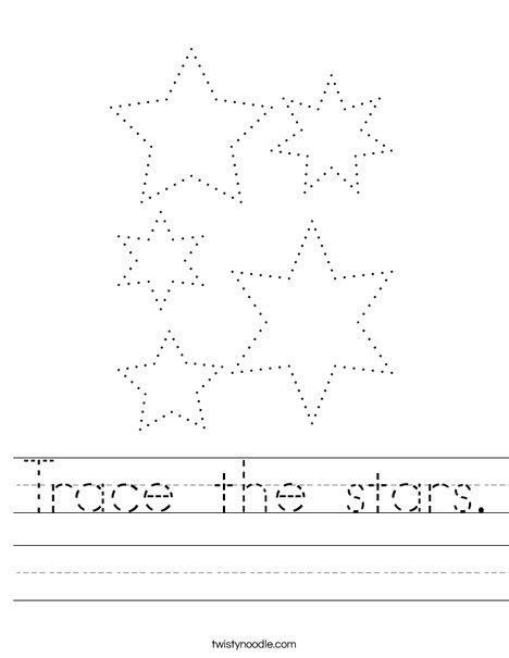 Trace The Stars Worksheet Twisty Noodle